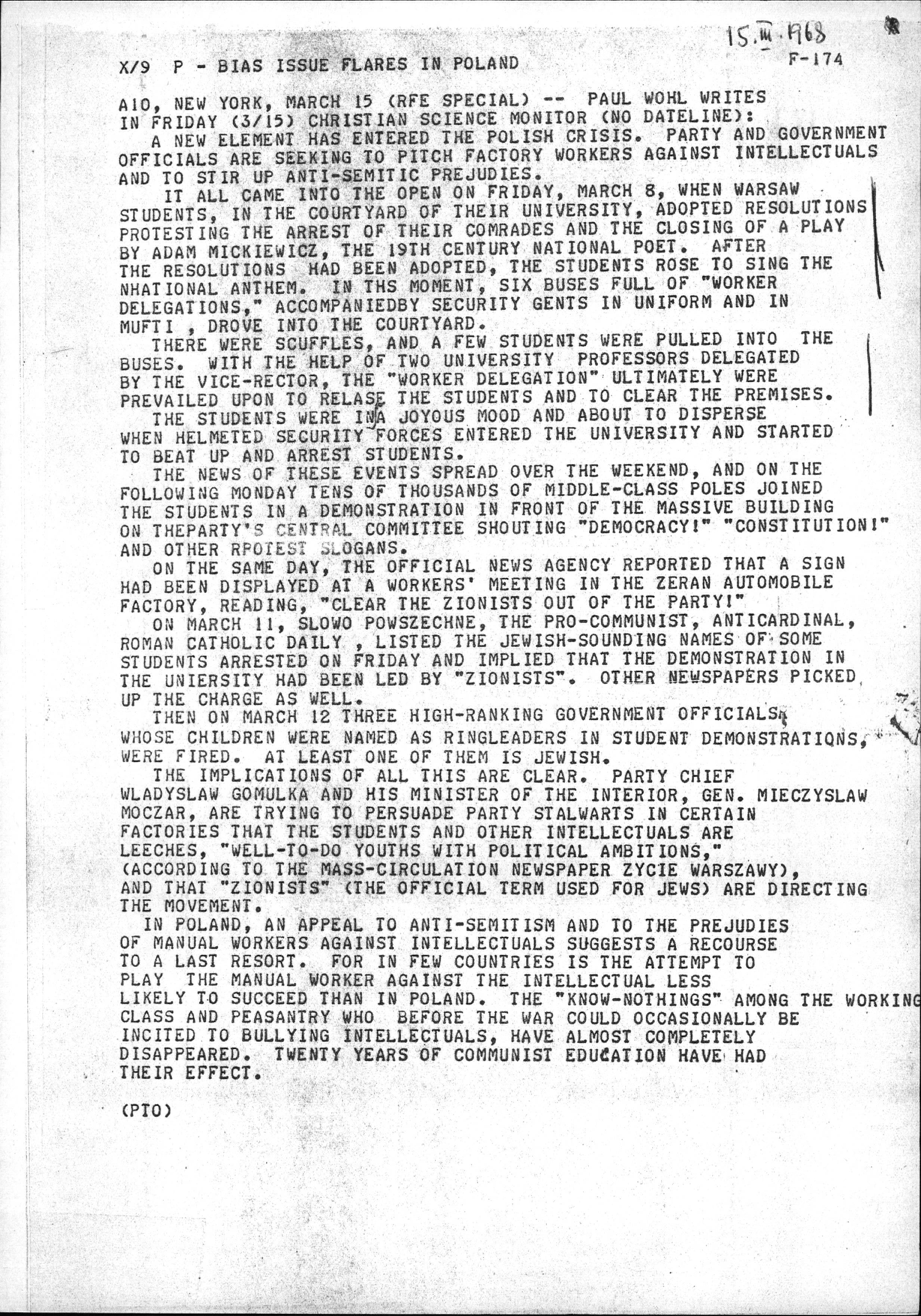 The collection offers extensive coverage of the anti-Semitic campaign fueled by the Polish government The collection offers extensive coverage of the anti-Semitic campaign fueled by the Polish government